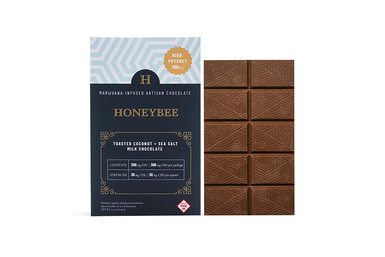 Honeybee - Candy Bar - Toasted Coconut Sea Salt Milk Chocolate - 300:300mg CBD/THC by Honeybee