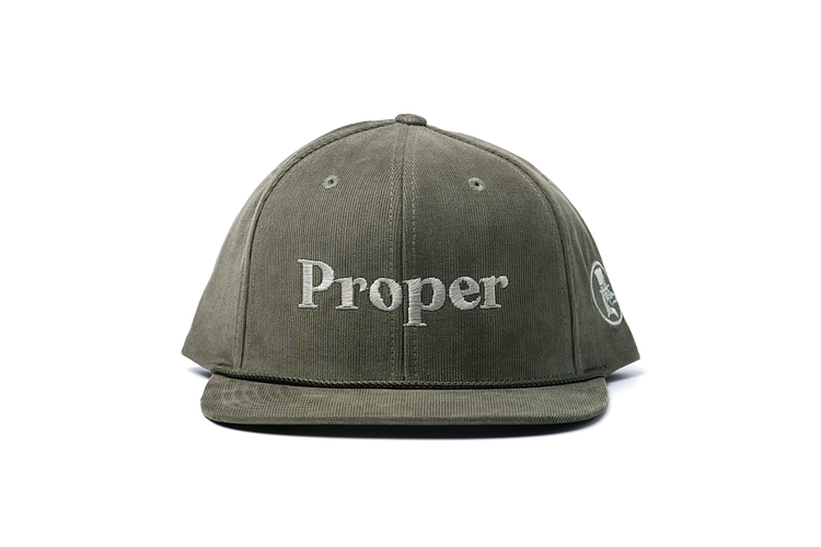 Proper - Olive Corduroy Flat Bill by Proper Brands