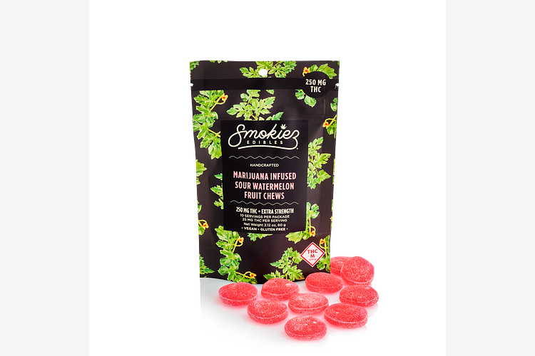 Sour Watermelon Hybrid Fruit Chews by Smokiez
