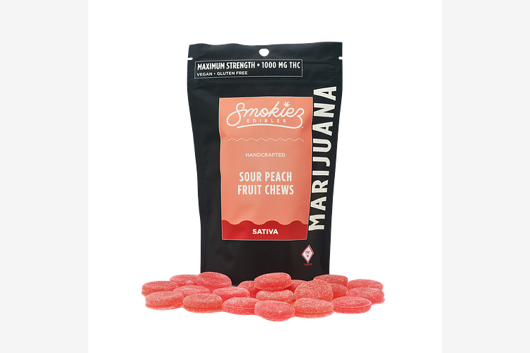 Maximum Strength Sour Peach Fruit Chew by Smokiez