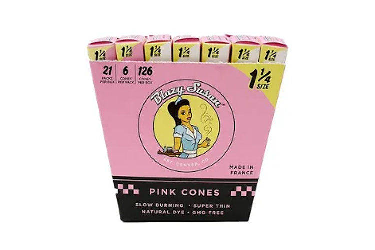 1 1/4 Pink Cone Papers [6pk] by Blazy Susan