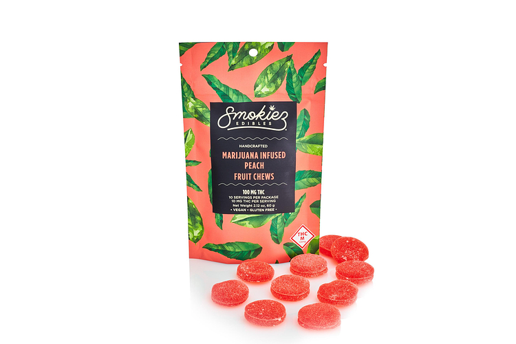 Peach Sativa Fruit Chews by Smokiez